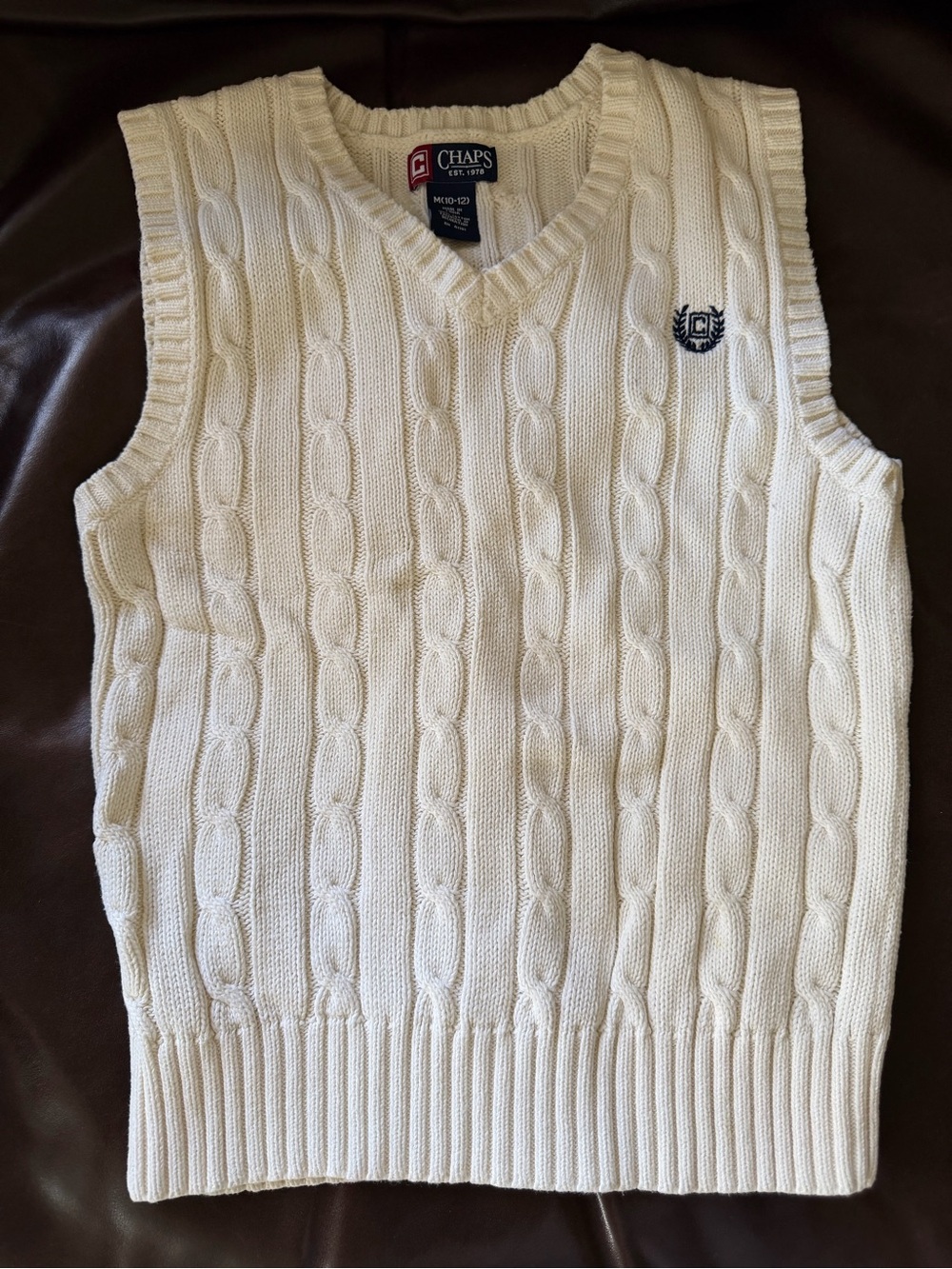 Chaps Cream Cable Knit Sweater Vest